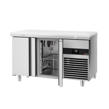 Stół chłodniczy PREMIUM - 1400x700mm - z 2 drzwiami - włącznie z deską do krojenia biała - Prime Gastro