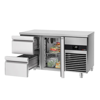 Stół chłodniczy PREMIUM - 1400x700 mm - z 1 drzwiami & 2 szufladami - Prime Gastro