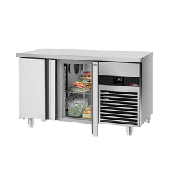 Stół chłodniczy PREMIUM - 1400x700mm - z 2 drzwiami - na rynek PL - w tym deska do krojenia Zielony