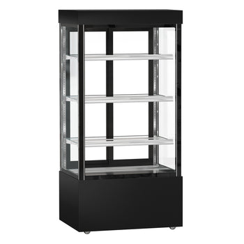 Witryna ekspozycyjna na ciasta MADRID - 1000 mm - z oświetleniem LED, 3 półki - czarny mat - Prime Gastro