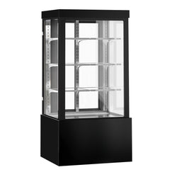 Witryna ekspozycyjna na ciasta - 1000 mm - z oświetleniem LED, 3 półkami & lustrzanym panelem przednim - czarna