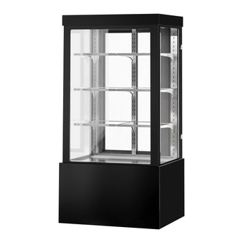 Witryna ekspozycyjna na ciasta - 1000 mm - z oświetleniem LED, 3 półkami & lustrzanym panelem przednim - czarna - Prime Gastro