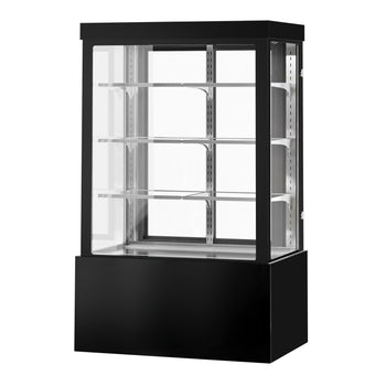 Witryna ekspozycyjna na ciasta - 1200 mm - z oświetleniem LED, 3 półkami & lustrzanym panelem przednim - czarna - Prime Gastro