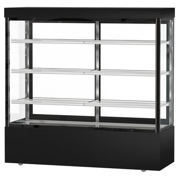 Witryna ekspozycyjna na ciasta MADRID - 1800 mm - z oświetleniem LED, 3 półki - czarna matowa - Prime Gastro