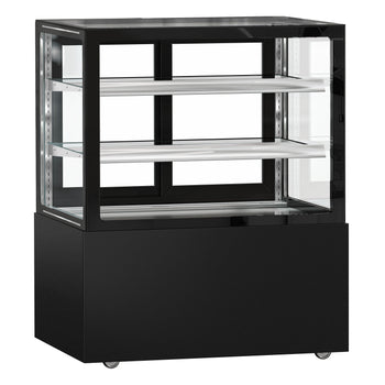 Witryna ekspozycyjna na ciasta MADRID - 1000 mm - z oświetleniem LED & 2 półkami - czarna matowa - Prime Gastro
