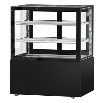 Witryna ekspozycyjna na ciasta MADRID - 1000 mm - z oświetleniem LED & 2 półkami - czarna matowa - Prime Gastro