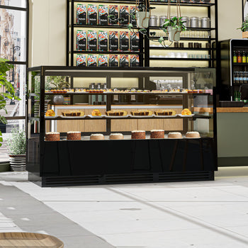 Witryny ekspozycyjne na ciasta - 2000 mm - z oświetleniem LED & 2 półkami - Prime Gastro