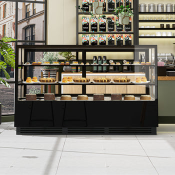 Witryny ekspozycyjne na ciasta - 2000 mm - z oświetleniem LED & 2 półkami - Prime Gastro