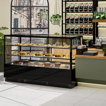 Witryny ekspozycyjne na ciasta - 2000 mm - z oświetleniem LED & 2 półkami - Prime Gastro