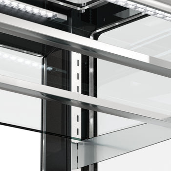 Witryna ekspozycyjna na ciasta MADRID - 1000 mm - z oświetleniem LED & 2 półkami - czarna matowa - Prime Gastro