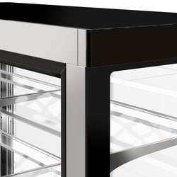 Witryna ekspozycyjna na ciasta - 1000 mm - z oświetleniem LED, 3 półkami & lustrzanym panelem przednim - czarna