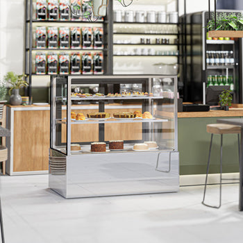 Witryny ekspozycyjne na ciasta - 1200 mm - z oświetleniem LED & 2 półkami - Prime Gastro