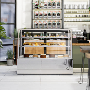 Witryny ekspozycyjne na ciasta - 1500 mm - z oświetleniem LED & 2 półkami - Prime Gastro