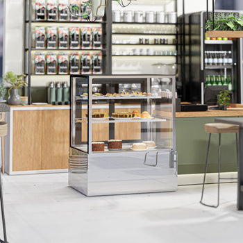 Witryny ekspozycyjne na ciasta - 900 mm - z oświetleniem LED - 2 półki - Prime Gastro