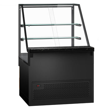 Lada chłodnicza TORONTO - 1000 mm - drewniany panel przedni - 2 półki - blat roboczy kuchenny z czarnego granitu - Prime Gastro