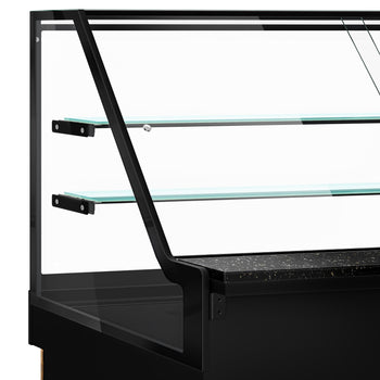 Lada chłodnicza TORONTO - 1000 mm - drewniany panel przedni - 2 półki - blat roboczy kuchenny z czarnego granitu - Prime Gastro