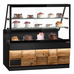 Lada chłodnicza TORONTO - 1600 mm - drewniany panel przedni - 2 półki - blat roboczy kuchenny z czarnego granitu