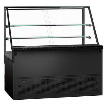 Lada chłodnicza TORONTO - 1600 mm - drewniany panel przedni - 2 półki - blat roboczy kuchenny z czarnego granitu - Prime Gastro