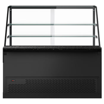 Lada chłodnicza TORONTO - 1600 mm - drewniany panel przedni - 2 półki - blat roboczy kuchenny z czarnego granitu - Prime Gastro