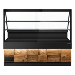 Lada chłodnicza TORONTO - 2000 mm - drewniany panel przedni - 2 półki - blat roboczy kuchenny z czarnego granitu