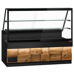 Lada chłodnicza TORONTO - 2000 mm - drewniany panel przedni - 2 półki - blat roboczy kuchenny z czarnego granitu