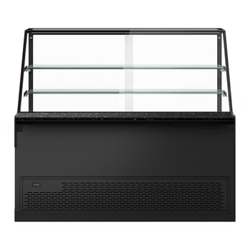 Lada chłodnicza TORONTO - 2000 mm - drewniany panel przedni - 2 półki - blat roboczy kuchenny z czarnego granitu - Prime Gastro