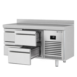 Stół chłodniczy PREMIUM PLUS - 1468x600 mm - z 4 szufladami & panelem tylnym