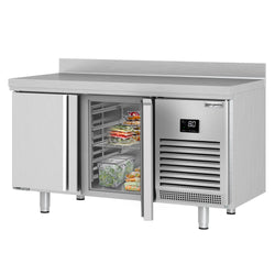 Stół chłodniczy PREMIUM PLUS - 1468x700 mm - z 2 drzwiami & panelem tylnym