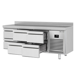 Stół chłodniczy PREMIUM PLUS - 1960x600 mm - 6 szuflad & panelem tylnym