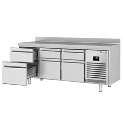 Stół chłodniczy PREMIUM PLUS - 1960x600 mm - 6 szuflad & panel tylny