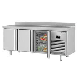 Stół chłodniczy PREMIUM PLUS - 1960x700 mm - z 3 drzwiami & panelem tylnym