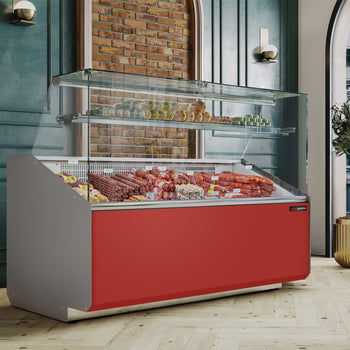 Lada chłodnicza - 1300 mm - Ciemnoczerwony panel przedni - Prime Gastro