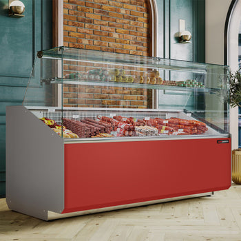 Lada chłodnicza - 2500 mm - Ciemnoczerwony panel przedni - Prime Gastro