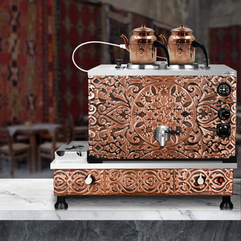 Gazowy & elektryczny miedziany czajnik do herbaty - 770 mm - 22 litry - Prime Gastro