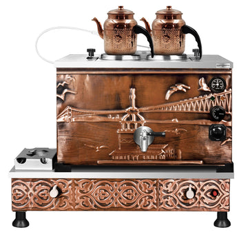 Gazowy & elektryczny miedziany czajnik do herbaty - 770 mm - 22 litry - Istanbul Design - Prime Gastro