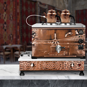 Gazowy & elektryczny miedziany czajnik do herbaty - 770 mm - 22 litry - Istanbul Design - Prime Gastro