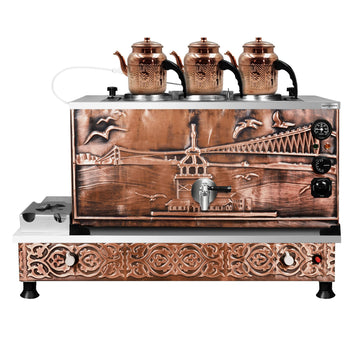 Gazowy & elektryczny miedziany czajnik do herbaty - 940 mm - 33 litry - Istanbul Design - Prime Gastro