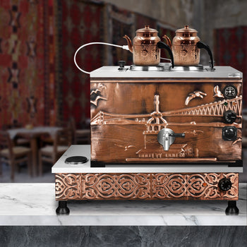 Elektryczny miedziany czajnik do herbaty - 770 mm - 22 litry - Istanbul Design - Prime Gastro