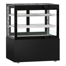 Witryna ekspozycyjna na ciasta MADRID - 1000 mm - z oświetleniem LED, kurtyną & 2 półkami - Czarny mat