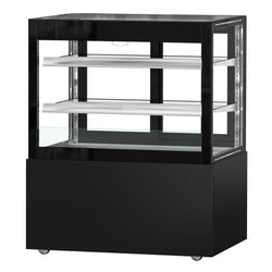 Witryna ekspozycyjna na ciasta MADRID - 1000 mm - z oświetleniem LED, kurtyną & 2 półkami - Czarny mat