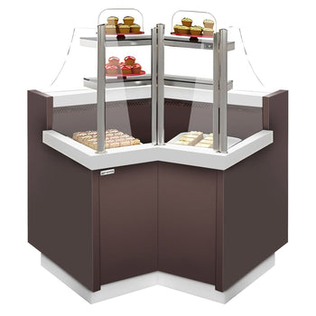 Narożna witryna cukiernicza - 1050 mm - 2 półki - Prime Gastro