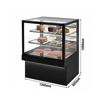 Witryna na ciasta TORONTO - 1300 mm - czarny front - oświetlenie LED - 3 półki - Prime Gastro