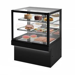 Witryna na ciasta TORONTO - 1300 mm - czarny front - oświetlenie LED - 3 półki