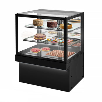 Witryna na ciasta TORONTO - 1300 mm - czarny front - oświetlenie LED - 3 półki - Prime Gastro