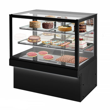 Witryna na ciasto TORONTO - 1500 mm - czarny front - oświetlenie LED - 3 półki - Prime Gastro