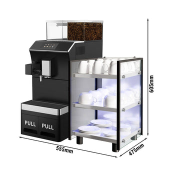 W pełni automatyczny ekspres do kawy - 1,3 kW - 5-calowy ekran dotykowy - włącznie z podgrzewaczem do filiżanek - Prime Gastro