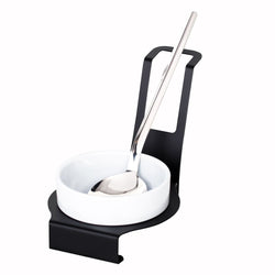 (3 szt.) podstawka pod łyżkę - okrągła - czarna