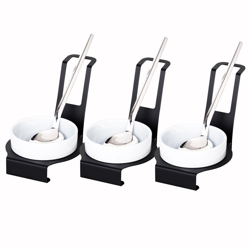 (3 szt.) podstawka pod łyżkę - okrągła - czarna