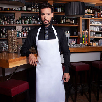 (6 szt) KARLOWSKY | Fartuch na szelkach Basic - Biały - Prime Gastro