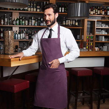 KARLOWSKY | Fartuch na szelkach z kieszenią Basic - oberżyna - Prime Gastro